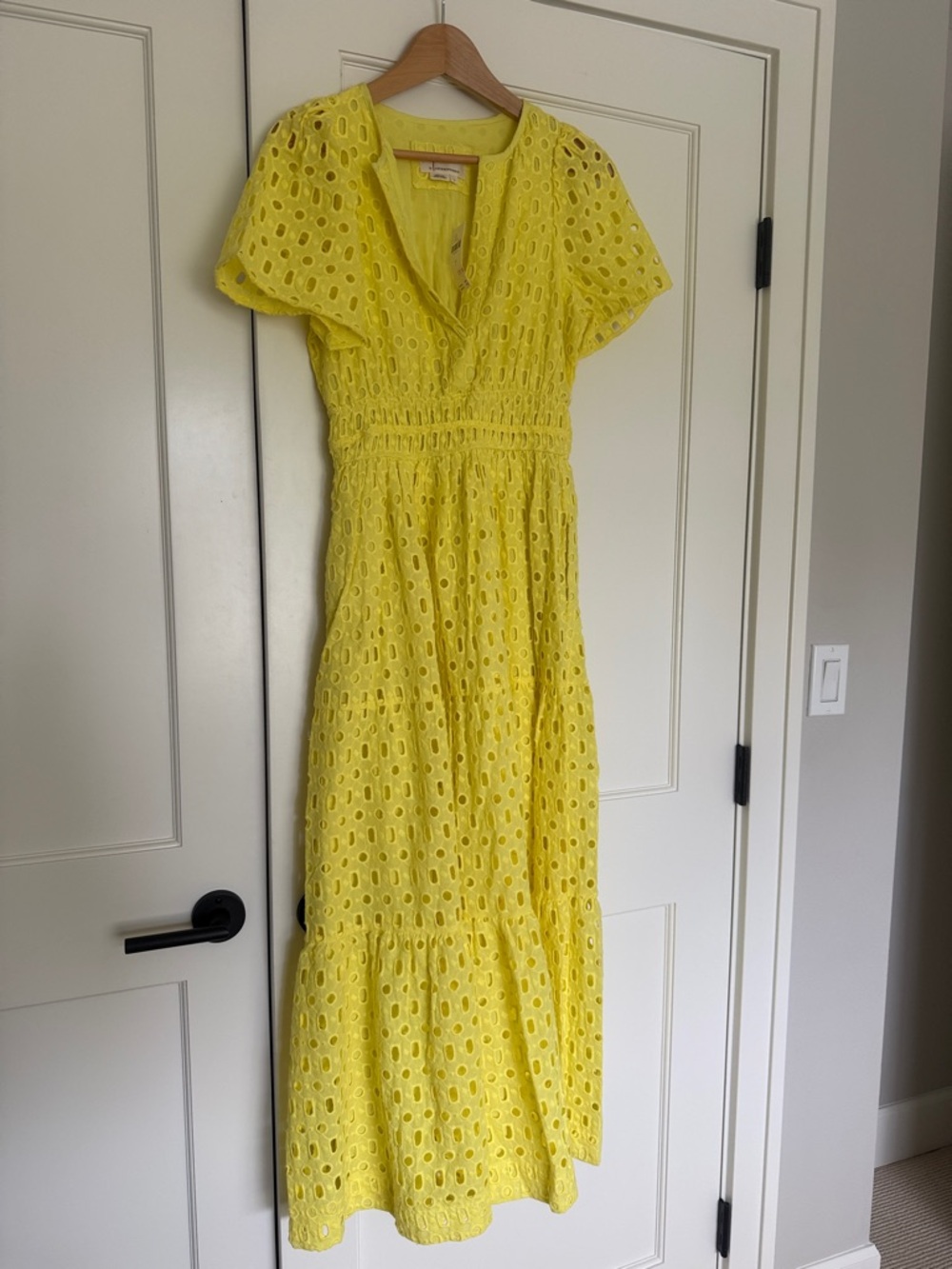 Anthropologie Somerset Yellow Eyelet Maxi Dress - Lightweight Summer Style